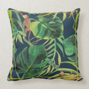 Retro tropical jungle leaves with money cushion