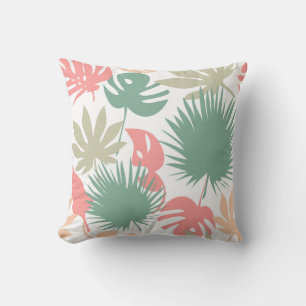 Retro, tropical, leaves cushion