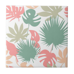 Retro, tropical, leaves tile