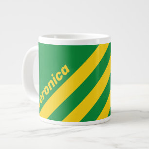 Retro Tropical Palm Three Stripes with Name Large Coffee Mug
