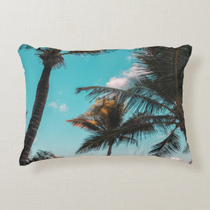 RETRO TROPICAL PALM TREE BY THE BEACH DECORATIVE CUSHION