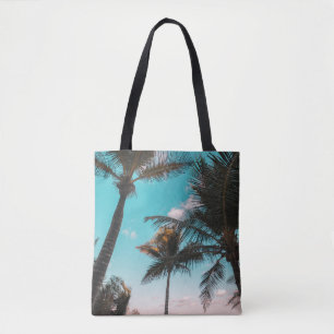 RETRO TROPICAL PALM TREE BY THE BEACH TOTE BAG