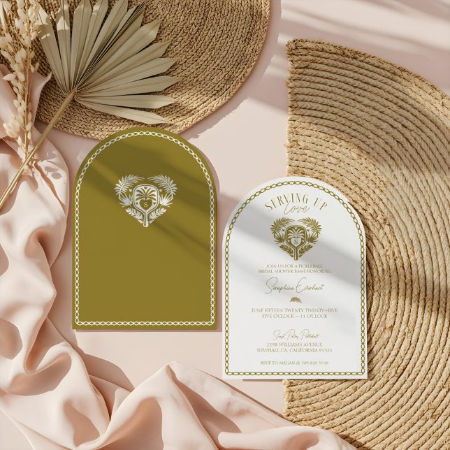 Retro Tropical Palm Tree Pickleball Bridal Shower Invitation (Retro Tropical Palm Tree Pickleball Bridal Shower Invitation)