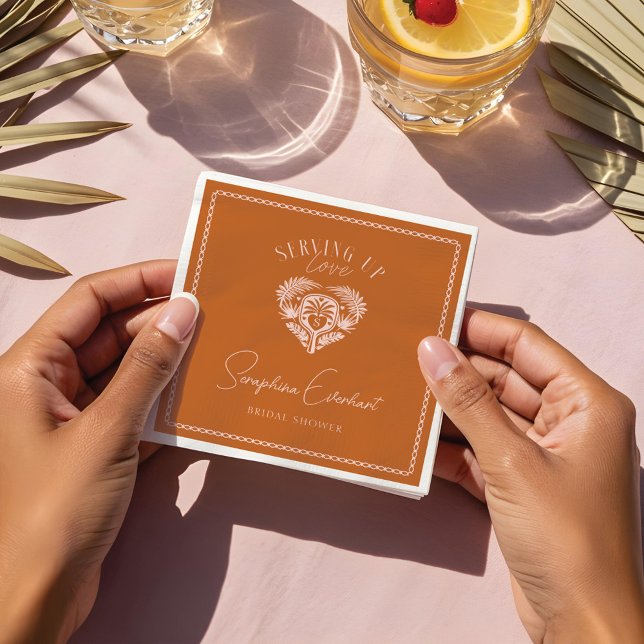 Retro Tropical Palm Tree Pickleball Bridal Shower Napkin (Retro Tropical Palm Tree Pickleball Bridal Shower Napkins)