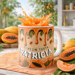 Retro Tropical Party Papaya Fruit Theme Custom  Coffee Mug