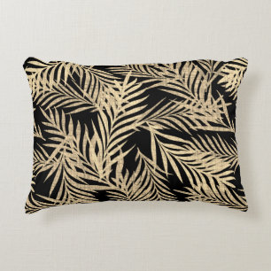 Retro tropical pattern of palm leaf. decorative cushion