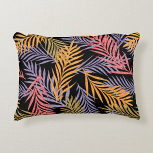 Retro tropical pattern of palm leaf. decorative cushion