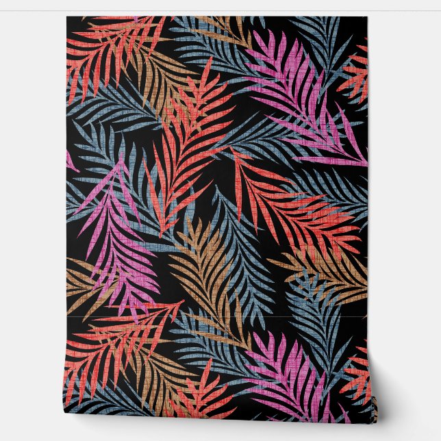 Retro tropical pattern of palm leaf. wallpaper (Unrolling)