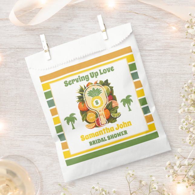 Retro Tropical Pineapple Pickleball Bridal Shower Favour Bags (Clipped)