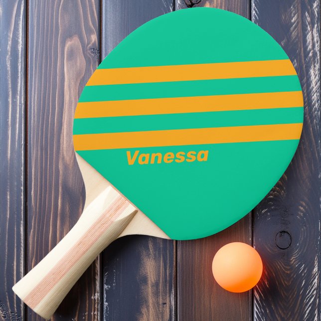 Retro Tropical Punch Stripes with Name Ping Pong Paddle (Creator Uploaded)