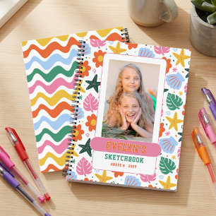 Retro Tropical Starfish & Shells Photo Sketchbook Notebook