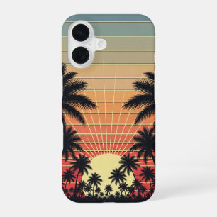 Retro Tropical Sunrise Lines iPhone 16 Case