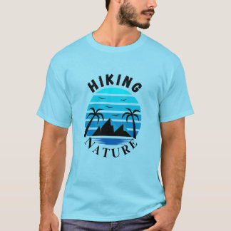 Retro Tropical Sunset Beach Blue Horizon Aesthetic T-Shirt