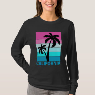 Retro Tropical Sunset Beach Summer Vacation CA Cal T-Shirt