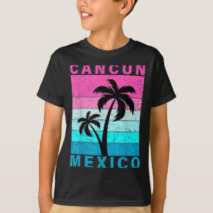Retro Tropical Sunset Cancun Beach Mexico Summer V T-Shirt