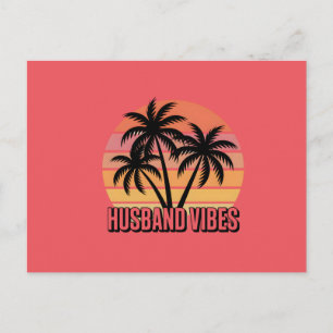 Retro Tropical Sunset Husband Vibes Postcard