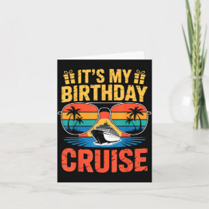 Retro tropical sunset ocean vacation birthday card