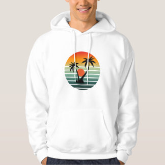 Retro Tropical Sunset with Palm Trees Hoodie
