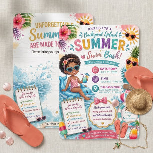 Retro Tropical Tiki Oasis Summer Swim Birthday  Invitation