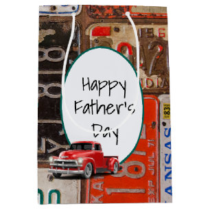 Retro Truck and Old License Plates Medium Gift Bag