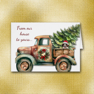 Retro Truck Saint Bernard Dog Christmas