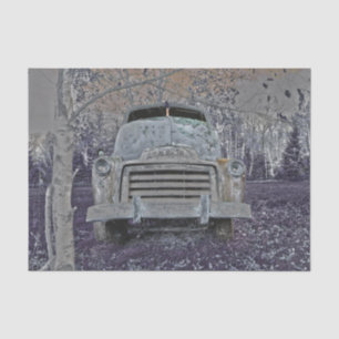Retro Truck Vintage Lavender Purple Grey Rustic Tissue Paper