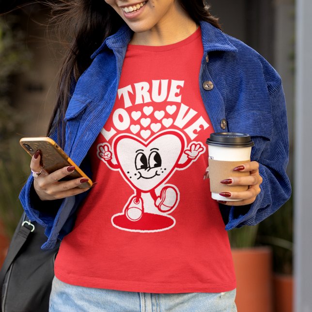 Retro True Love Heart Red Valentine's Day T-Shirt (Creator Uploaded)