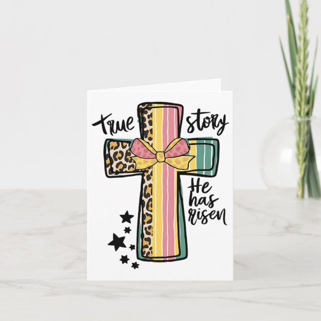 Retro True Story Leopard Cross Christians Easter D Card (Front)