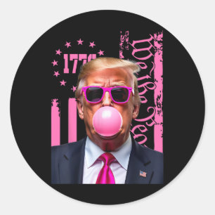Retro Trump Bubble Gum Pink Usa Flag  Classic Round Sticker