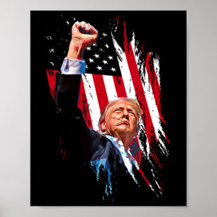 Retro Trump Fist Pump Usa Flag Mega Voting Electio Poster
