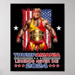 Retro Trump Funny Wrestling Meme Trumpamania 2024  Poster