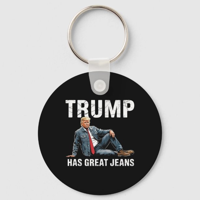 Retro Trump Has Great Jeans Meme 1  Key Ring (Front)