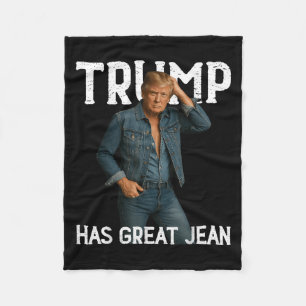 Retro Trump Has Great Jeans Meme Fleece Blanket