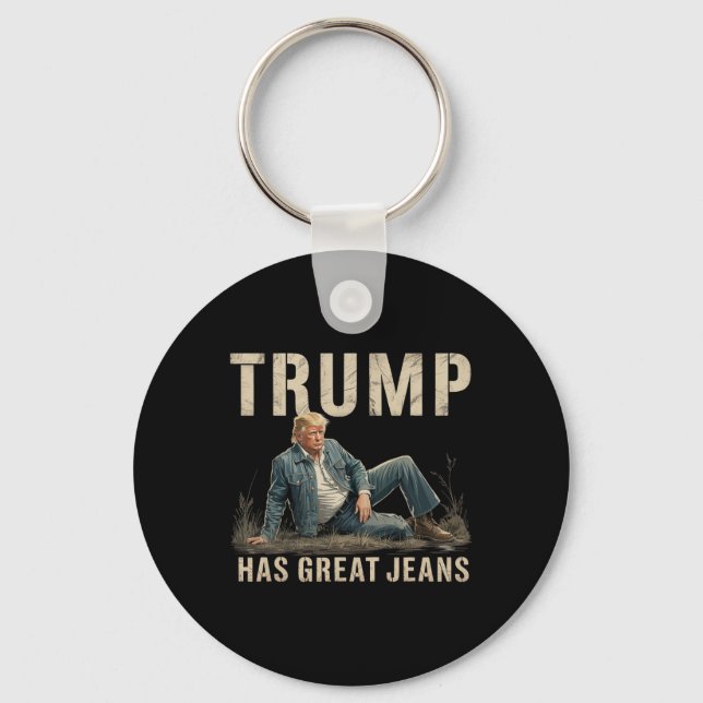 Retro Trump Has Great Jeans Meme  Key Ring (Front)