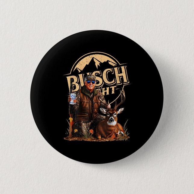 Retro Trump Hunting Deer Funny Beer Drinking Hunti 6 Cm Round Badge (Front)