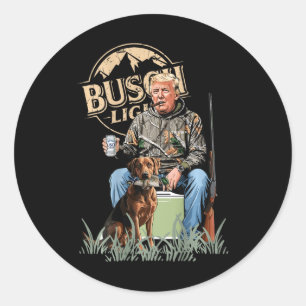 Retro Trump Hunting Deer Funny Beer Drinking Hunti Classic Round Sticker