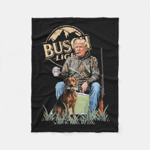Retro Trump Hunting Deer Funny Beer Drinking Hunti Fleece Blanket