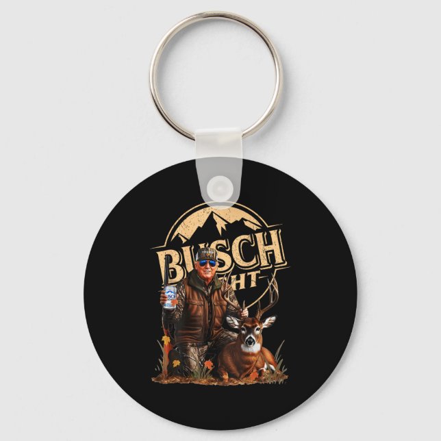 Retro Trump Hunting Deer Funny Beer Drinking Hunti Key Ring (Front)
