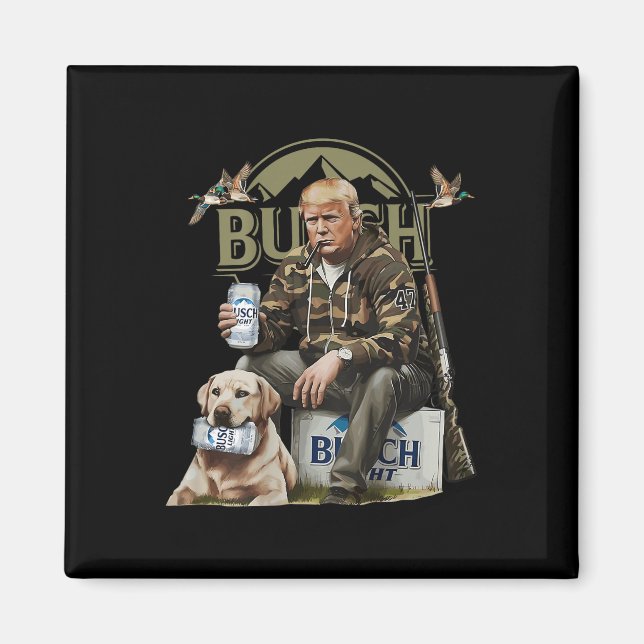 Retro Trump Hunting Deer Funny Beer Drinking Magnet (Front)