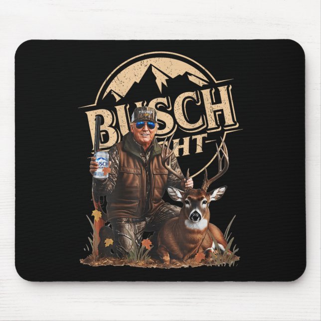 Retro Trump Hunting Deer Funny Beer Drinking Mouse Pad (Front)