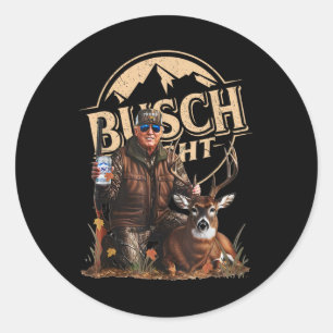 Retro Trump Hunting Deer Funny Drinking Beer Hunti Classic Round Sticker