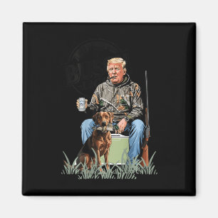 Retro Trump Hunting Deer Funny Drinking Beer Hunti Magnet
