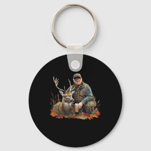 Retro Trump Hunting Deer Funny Reindeer Drinking B Key Ring