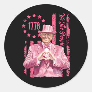 Retro Trump Pink 45 47 Usa 1776 Flag We The People Classic Round Sticker