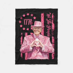 Retro Trump Pink 45 47 Usa 1776 Flag We The People Fleece Blanket