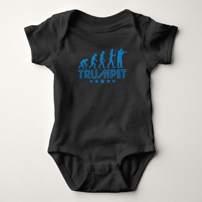 Retro Trumpet Evolution Baby Bodysuit (Front)