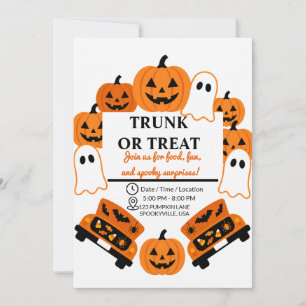 Retro Trunk or Treat Community Halloween Party  Invitation