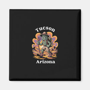 Retro Tucson Arizona Hiking Trail Adventure Cactus Magnet