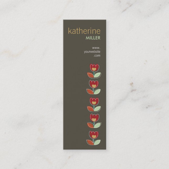 Retro Tulips Flower Custom Template Profile Card (Front)