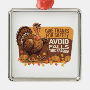  Retro Turkey Safety - Thanksgiving  Metal Tree Decoration